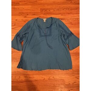 Catherines Women's Tunic Short Sleeve Top Blue Size‎ 2X Classic Casual
